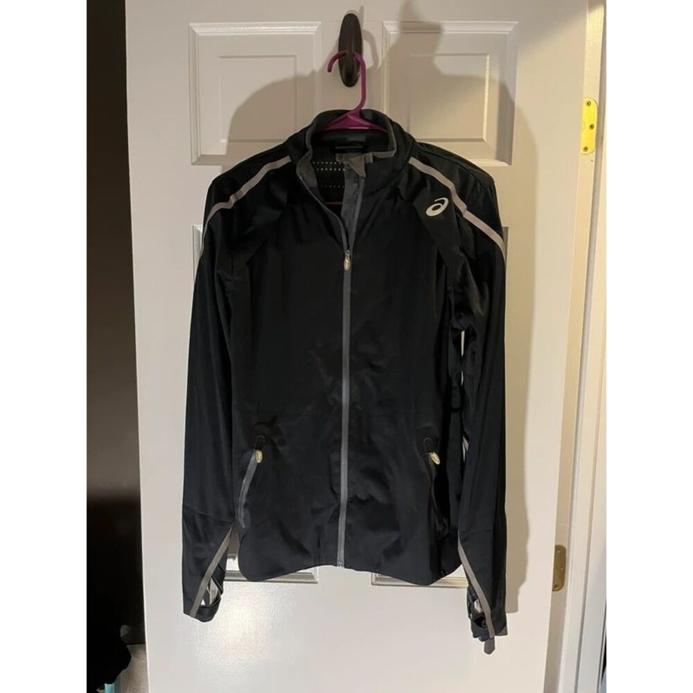 ASICS Black Full Zip Reflective Trim Performance Running Jacket